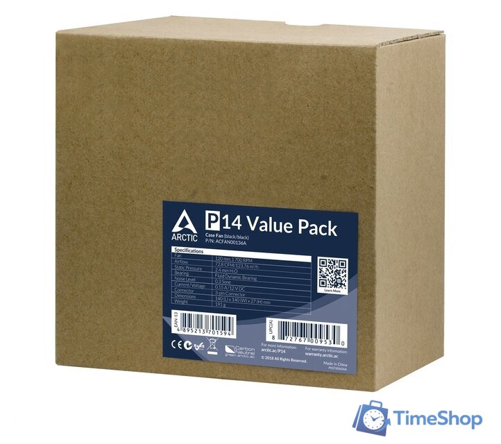 Комплект вентиляторов для корпуса Arctic P14 ACFAN00136A (5 шт.) - Изображение №6 — Интернет-магазин Time-Shop
