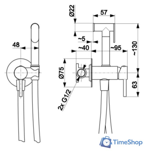 Гигиенический душ Armatura Moza 5039-512-00 - Изображение №2 — Интернет-магазин Time-Shop