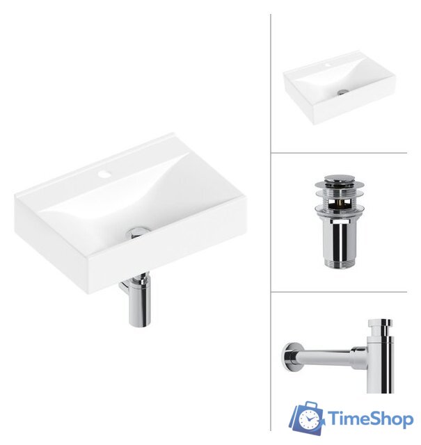 Умывальник Lauter 21887B + клапан 21190CH + сифон 21635CH (хром) - Изображение №1 — Интернет-магазин Time-Shop