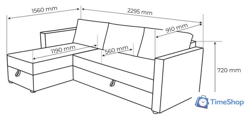 Угловой диван Mio Tesoro Тилаус короткий подлокотник (Cream) - Изображение №7 — Интернет-магазин Time-Shop