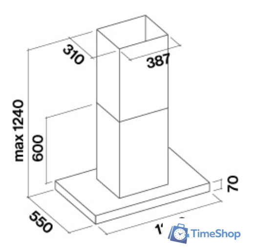 Кухонная вытяжка Falmec Plane NRS Island 120 800 м3/ч (нержавеющая сталь) - Изображение №3 — Интернет-магазин Time-Shop