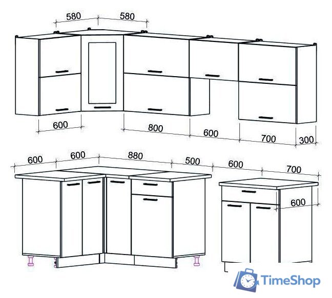 Готовая кухня Интерлиния Мила Gloss 60-12x27 (красный/черный глянец) - Изображение №2 — Интернет-магазин Time-Shop