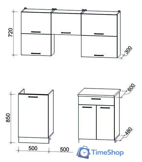 Готовая кухня Интерлиния Мила Gloss 50-16 (яблоко/черный глянец) - Изображение №2 — Интернет-магазин Time-Shop