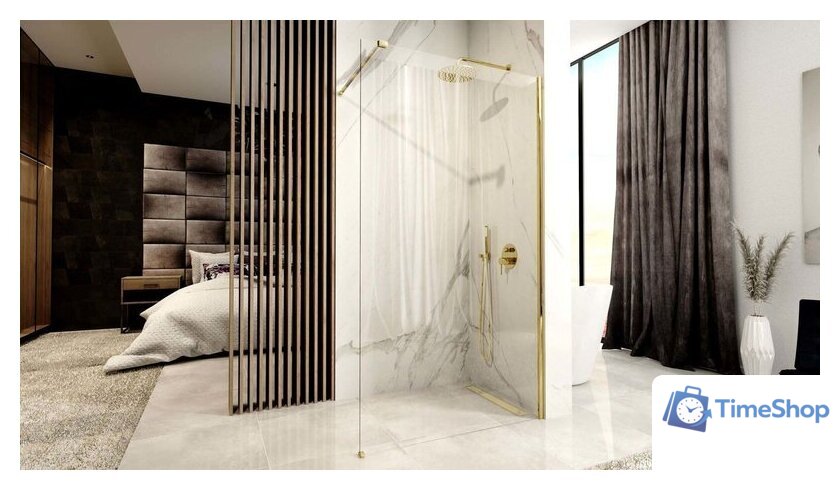 Душевая стенка Rea Aero 80 (золотой/прозрачное стекло) - Изображение №4 — Интернет-магазин Time-Shop