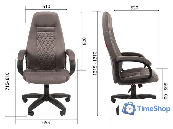 Офисное кресло CHAIRMAN Home 951 (велюр, Т-55 серый) - Изображение №4 — Интернет-магазин Time-Shop