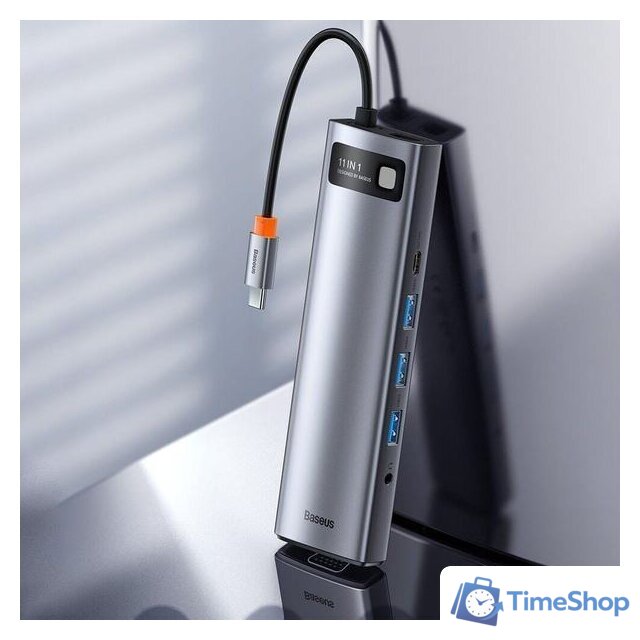 Док-станция Baseus Metal Gleam Series 11-in-1 Multifunctional HUB Type-C Hub Docking Station CAHUB-CT0G - Изображение №14 — Интернет-магазин Time-Shop