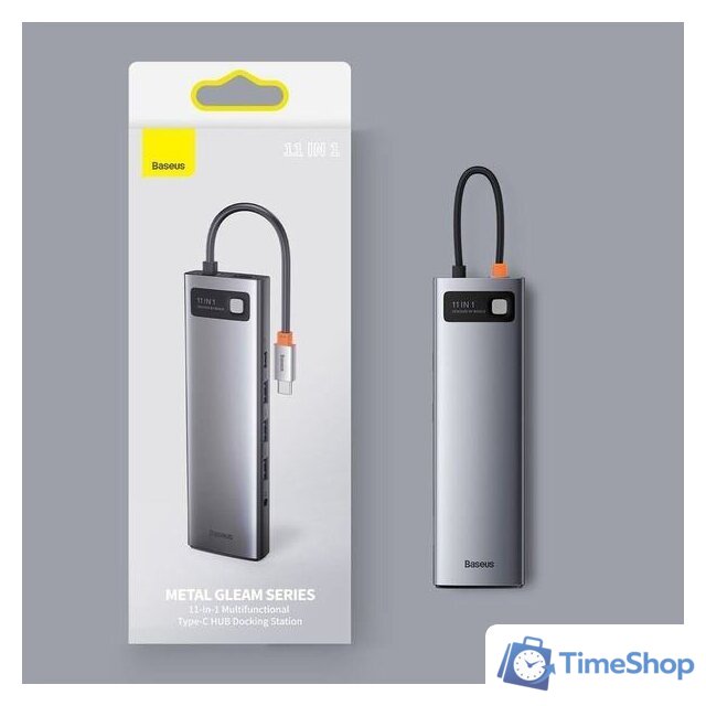 Док-станция Baseus Metal Gleam Series 11-in-1 Multifunctional HUB Type-C Hub Docking Station CAHUB-CT0G - Изображение №9 — Интернет-магазин Time-Shop