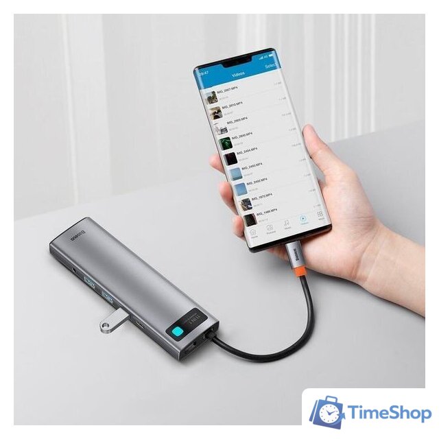 Док-станция Baseus Metal Gleam Series 11-in-1 Multifunctional HUB Type-C Hub Docking Station CAHUB-CT0G - Изображение №10 — Интернет-магазин Time-Shop