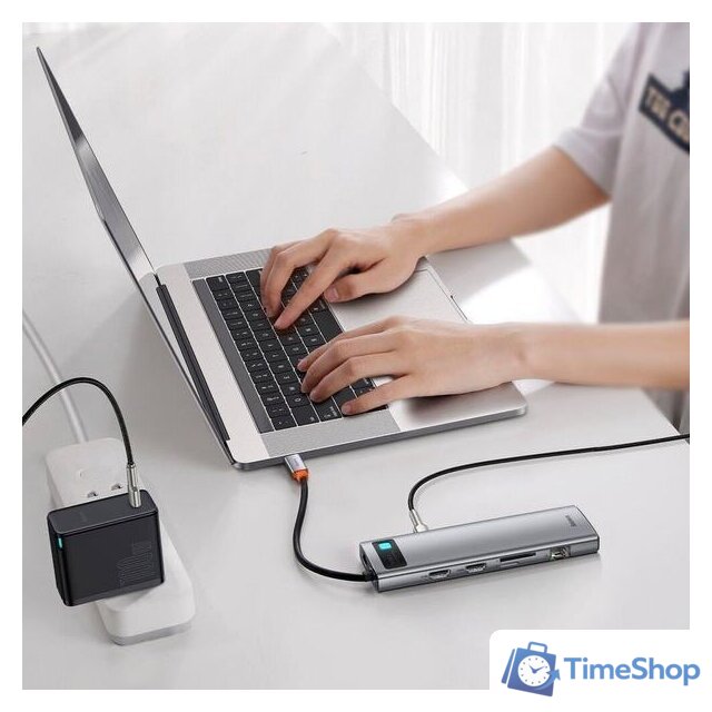 Док-станция Baseus Metal Gleam Series 11-in-1 Multifunctional HUB Type-C Hub Docking Station CAHUB-CT0G - Изображение №11 — Интернет-магазин Time-Shop