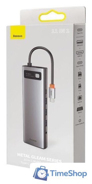 Док-станция Baseus Metal Gleam Series 11-in-1 Multifunctional HUB Type-C Hub Docking Station CAHUB-CT0G - Изображение №7 — Интернет-магазин Time-Shop