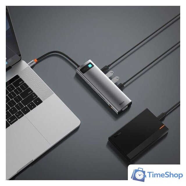 Док-станция Baseus Metal Gleam Series 11-in-1 Multifunctional HUB Type-C Hub Docking Station CAHUB-CT0G - Изображение №12 — Интернет-магазин Time-Shop
