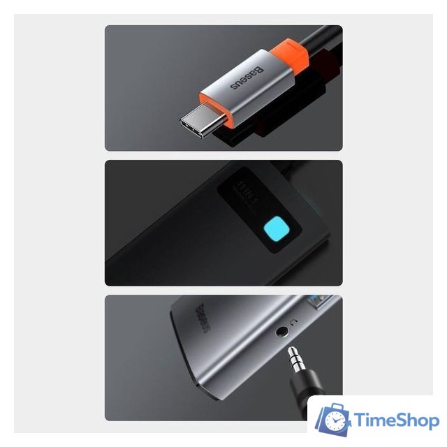 Док-станция Baseus Metal Gleam Series 11-in-1 Multifunctional HUB Type-C Hub Docking Station CAHUB-CT0G - Изображение №15 — Интернет-магазин Time-Shop