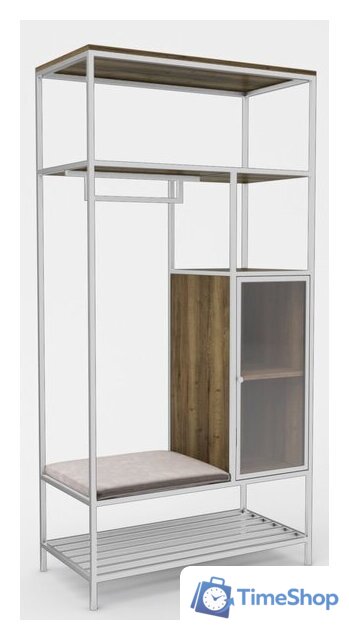 Стеллаж Hype Mebel Босс 100x200 (белый/дуб галифакс олово/велюр серый) - Изображение №1 — Интернет-магазин Time-Shop