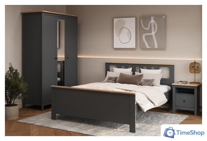 Кровать Mio Tesoro Сага 160x200 2.08.04.070.15 (серый/ясень) - Изображение №3 — Интернет-магазин Time-Shop