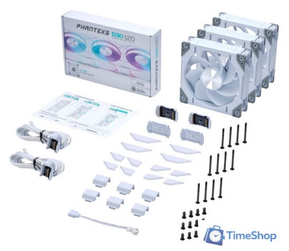 Комплект вентиляторов для корпуса Phanteks D30-120 D-RGB Reversed White Triple PH-F120D30R_DRGB_PWM_WT01_3P - Изображение №1 — Интернет-магазин Time-Shop