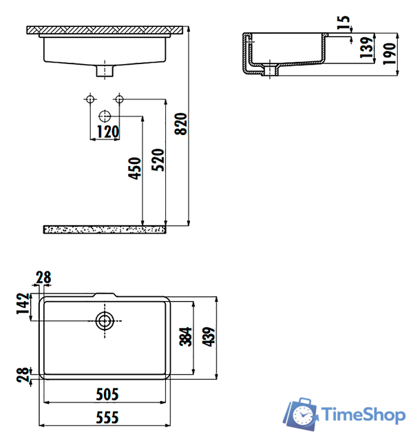 Умывальник Creavit TP 51x38 TP738-00CB00E-0000 - Изображение №2 — Интернет-магазин Time-Shop