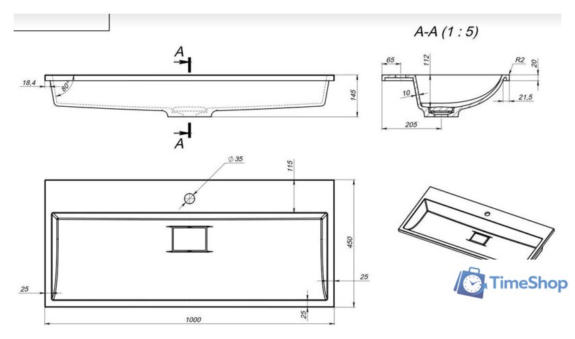 Умывальник Versalia Absolute 100 - Изображение №4 — Интернет-магазин Time-Shop