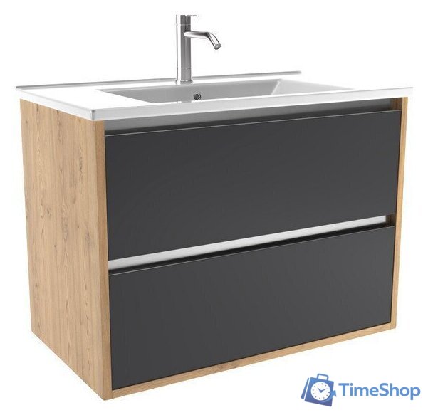  ЗОВ Тумба под умывальник Парма 80 P80LHO0MBPMC1A (дуб/черный) - Изображение №1 — Интернет-магазин Time-Shop