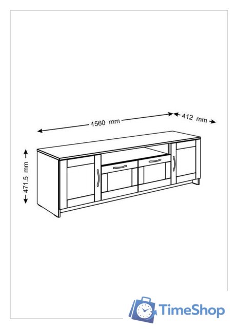 Тумба Mio Tesoro Сириус 2 двери и 2 ящика 156x47 2.02.03.330.1 (белый) - Изображение №5 — Интернет-магазин Time-Shop
