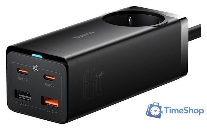 Сетевое зарядное Baseus GaN3 Pro Desktop Powerstrip AC+2U+2C 65W PSZM000901 - Изображение №1 — Интернет-магазин Time-Shop