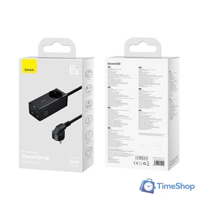 Сетевое зарядное Baseus GaN3 Pro Desktop Powerstrip AC+2U+2C 65W PSZM000901 - Изображение №8 — Интернет-магазин Time-Shop