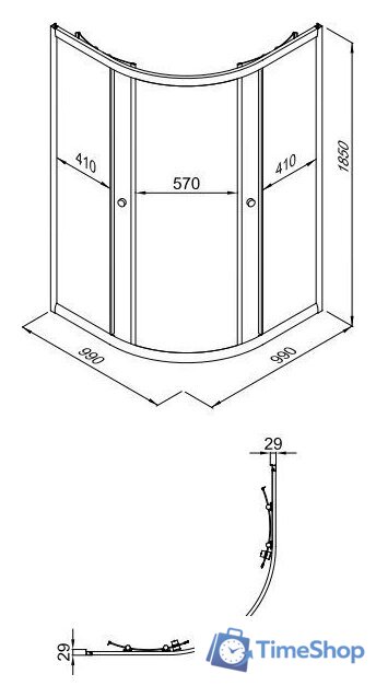 Душевой уголок Triton Альфа-Хром 100х100 (без поддона) - Изображение №4 — Интернет-магазин Time-Shop