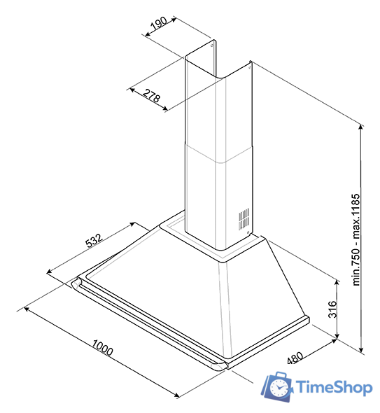 Кухонная вытяжка Smeg KT100BLE - Изображение №2 — Интернет-магазин Time-Shop