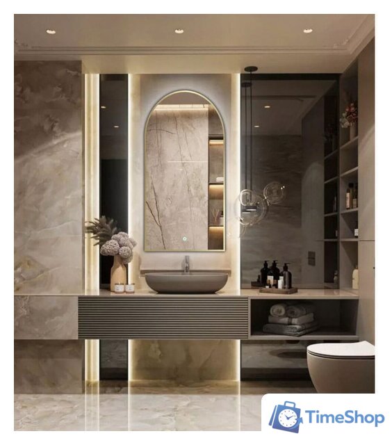 Зеркало EMZE Led с подсветкой и УФ-окантовкой 50x100 LED.UV.ARC.50.100.AUR (золото) - Изображение №2 — Интернет-магазин Time-Shop