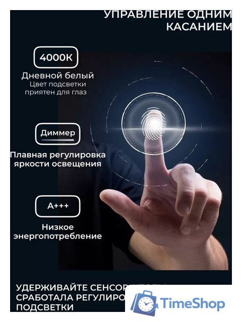 Зеркало EMZE Led с подсветкой и УФ-окантовкой 50x100 LED.UV.ARC.50.100.AUR (золото) - Изображение №6 — Интернет-магазин Time-Shop