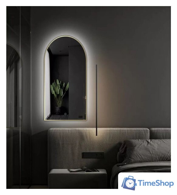 Зеркало EMZE Led с подсветкой и УФ-окантовкой 50x100 LED.UV.ARC.50.100.AUR (золото) - Изображение №5 — Интернет-магазин Time-Shop
