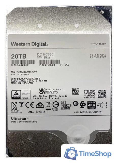 Жесткий диск WD Ultrastar DC HC560 20TB WUH722020BL4207 - Изображение №1 — Интернет-магазин Time-Shop