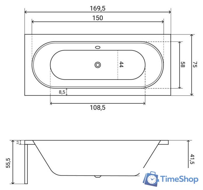 Ванна Lauter Ava 170х75 21208070 (с ножками) - Изображение №29 — Интернет-магазин Time-Shop