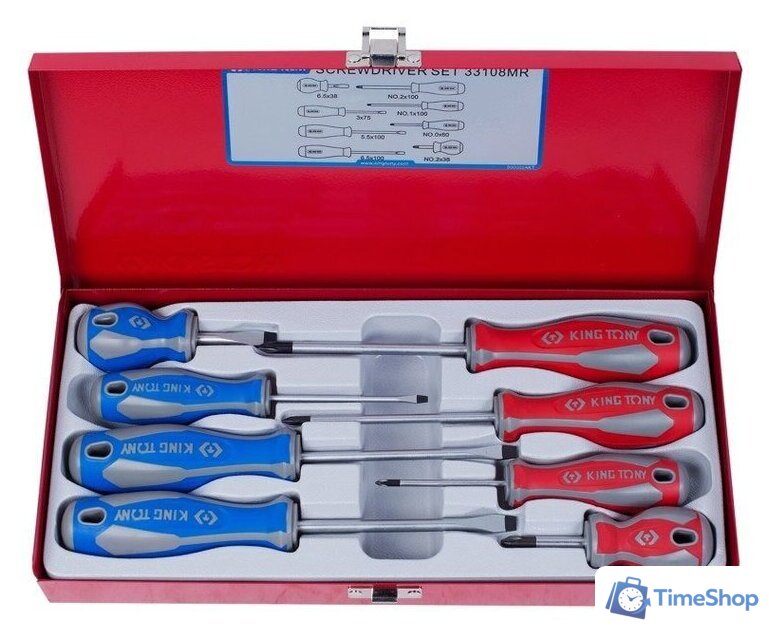 Набор отверток King Tony 33108MR (8 предметов) - Изображение №1 — Интернет-магазин Time-Shop