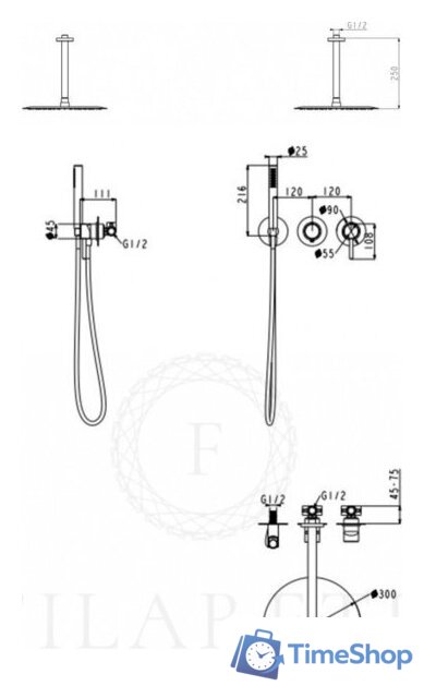 Душевая система  Filarete Roun FL1032 (графит) - Изображение №8 — Интернет-магазин Time-Shop