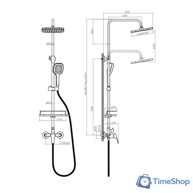Душевая система  Rossinka Silvermix RS29-45 - Изображение №2 — Интернет-магазин Time-Shop