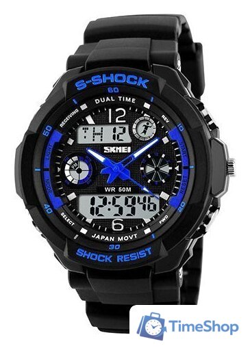 Наручные часы Skmei S-Shock 0931 (черный/синий) - Изображение №1 — Интернет-магазин Time-Shop