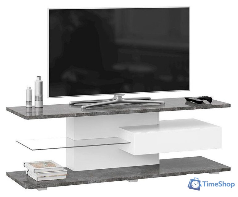 Тумба Трия ТВ Diamond тип 1 (белый/ателье темный глянец) - Изображение №3 — Интернет-магазин Time-Shop