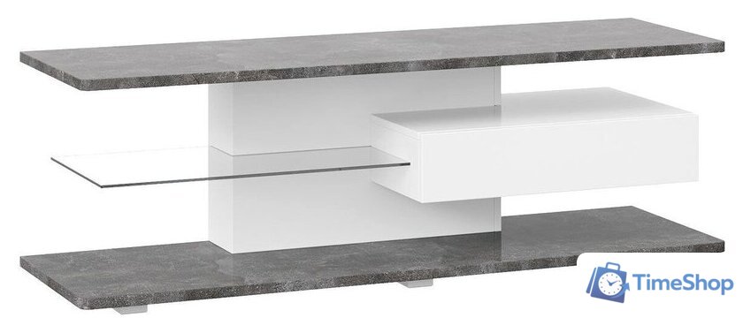 Тумба Трия ТВ Diamond тип 1 (белый/ателье темный глянец) - Изображение №5 — Интернет-магазин Time-Shop