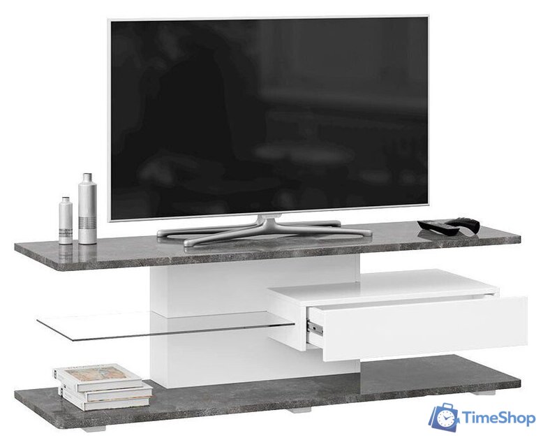 Тумба Трия ТВ Diamond тип 1 (белый/ателье темный глянец) - Изображение №4 — Интернет-магазин Time-Shop