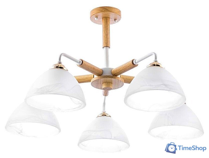 Припотолочная люстра Aitin Pro НПБ C0532/5 (дерево/белый) - Изображение №1 — Интернет-магазин Time-Shop