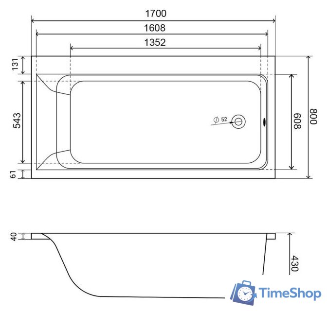 Ванна Lauter Seraphina 170x80 2112170R (с каркасом) - Изображение №9 — Интернет-магазин Time-Shop