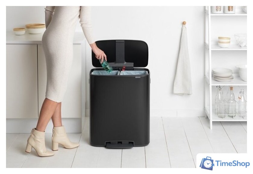 Система сортировки мусора Brabantia Bo Pedal Bin 2 x 30 л (черный матовый) - Изображение №9 — Интернет-магазин Time-Shop
