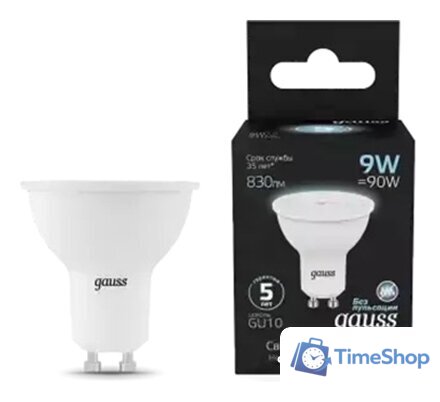 Светодиодная лампочка Gauss MR16 9W 830lm 4100K GU10 LED 101506209 - Изображение №1 — Интернет-магазин Time-Shop