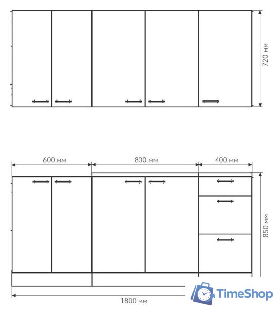 Готовая кухня Агута Альфа 1.8 (дуб пепельный/сатин/этория) - Изображение №2 — Интернет-магазин Time-Shop