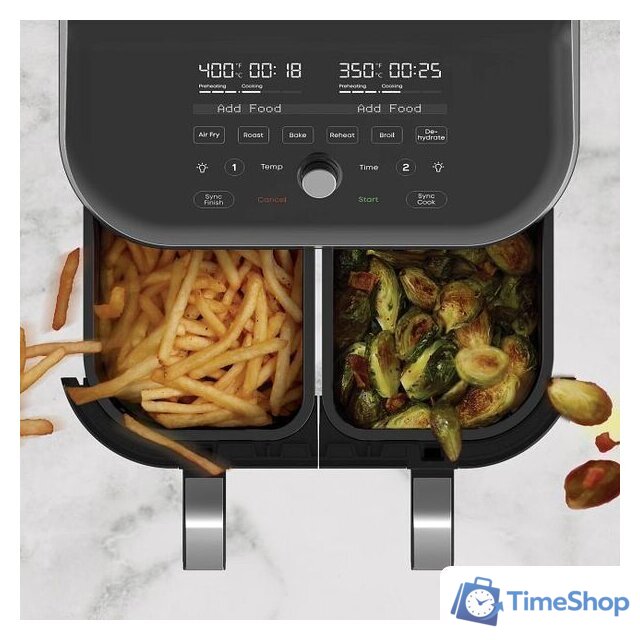 Аэрогриль (аэрофритюрница) Instant Vortex Plus Dual (серебристый/черный) - Изображение №2 — Интернет-магазин Time-Shop