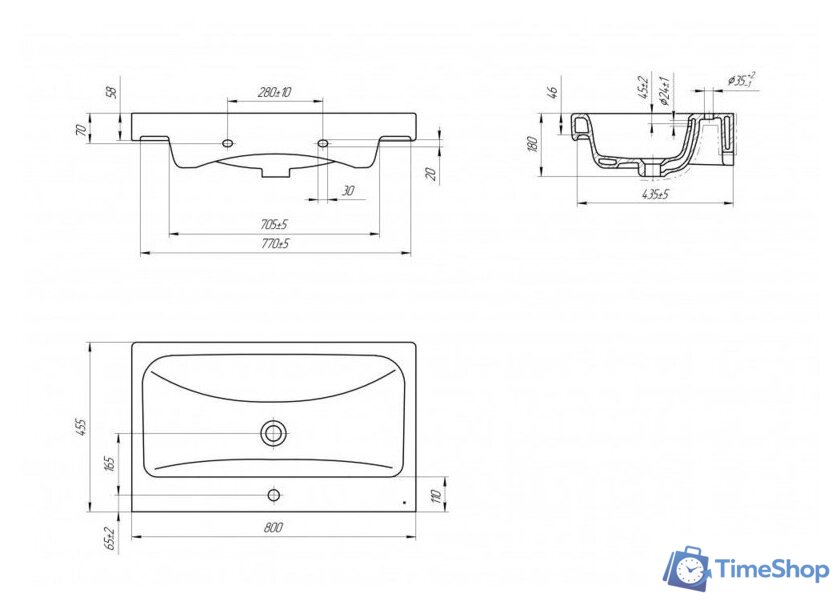  Cersanit Тумба с умывальником Louna 80 + Moduo - Изображение №8 — Интернет-магазин Time-Shop