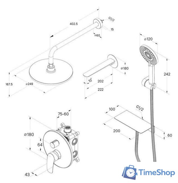 Душевая система  Milardo Rora RORSB03M68 - Изображение №11 — Интернет-магазин Time-Shop