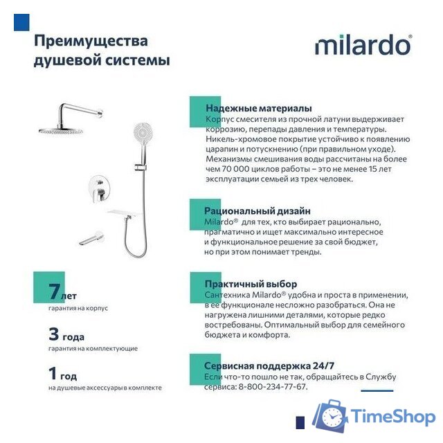 Душевая система  Milardo Rora RORSB03M68 - Изображение №8 — Интернет-магазин Time-Shop