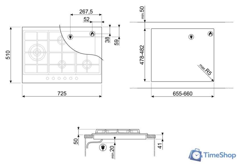 Варочная панель Smeg PX175L - Изображение №9 — Интернет-магазин Time-Shop