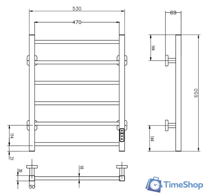 Полотенцесушитель Roxen Square BK-109SW-6T 11050-5365W (белый) - Изображение №6 — Интернет-магазин Time-Shop